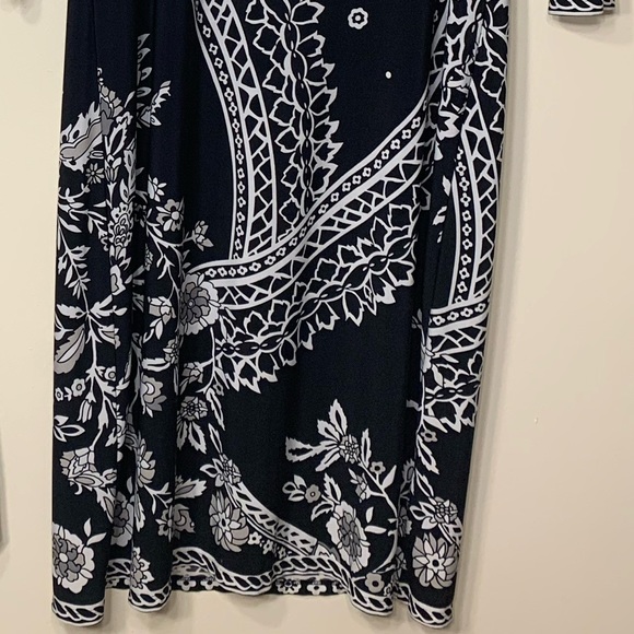 VOIR VOIR Black & White Polyester 3/4 Sleeve Midi Dress Size 10 - Picture 3 of 6